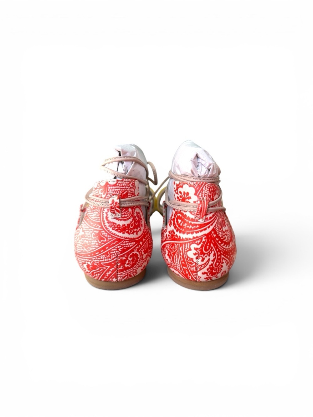 Boden Yellow Suede & Red Patterned Lace-Up Sandals - Picture 6 of 10